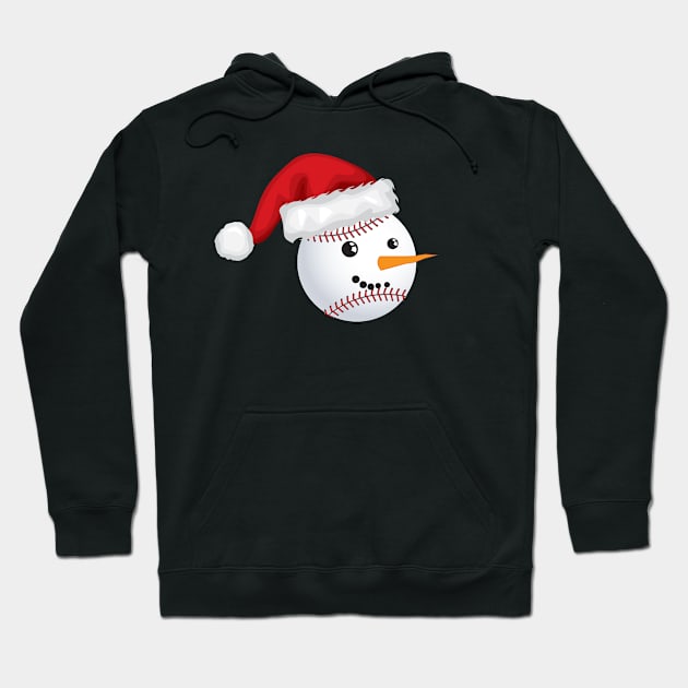 Baseball Santa Hat Snowman Face Hoodie by amitsurti